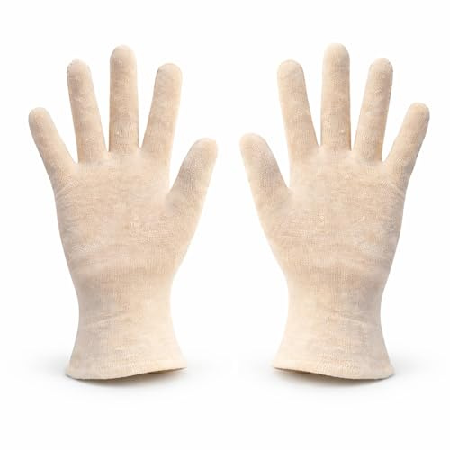 simpa 24 Pair Beige Knitted Cotton Gloves Lightweight Unhemmed Stockinette Gloves for product inspection protection or delicate assembly