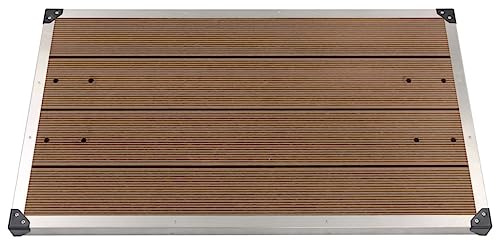 Mokuyary Garten-Duschwanne WPC Edelstahl 110 x 62 cm Braun Duschablaufgarnitur Duschablauf
