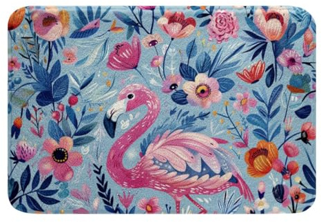Homemissing Flamingo Floral Badezimmerteppich Tropische Flamingo Muster Badematte 40x60cm für Jungen Mädchen Tier Badteppiche Vogel Druck Schlafzimmer Badvorleger Badvorleger