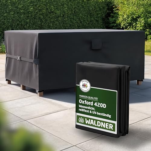 WALDNER Möbelabdeckung Outdoor Winterfest | Abdeckung Gartenmöbel Winterfest | Abdeckplane wasserdicht Gartenmöbel Set | Schutzhülle Gartentisch | (Schwarz, 170 x 94 x 74 cm)