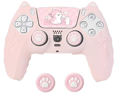GYCAQAC Funda de Silicona para ps5, Carcasa Protectora Suave y Antideslizante con 2 Tapas de Joystick, Cubierta Protectora para Mando, Diseño Ergonómico, Resistente y Impermeable, Accesorio para ps5