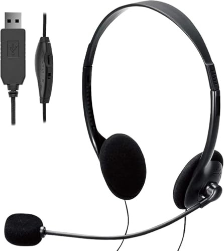 USB Computer Headset, Lightweight PC Headset with Microphone Noise Cancelling, Wired Headphones Business Headset for Skype Webinar Cell Phone Call Center, Clear Chat, Ultra Comfort