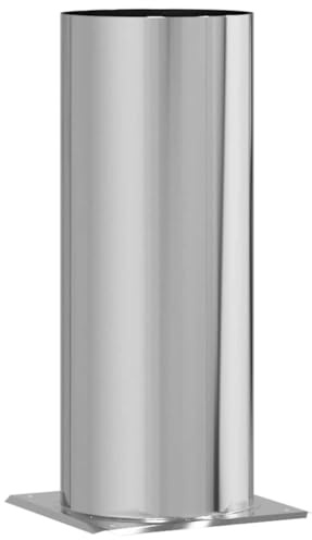 Kamin Kopf Erweiterung Silber aus Edelstahl 31 x 31 x 50 cm für Holzofen, Schwedenofen, Feuerstelle mit Belüftung, wetterfestes Zubehör für Terrasse und Wohnzimmer
