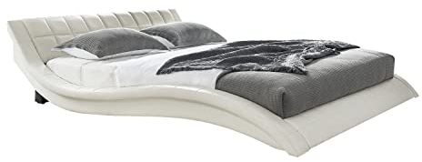 i-flair Polsterbett Raul 180x200 cm aus hochwertigem Kunstleder in der Farbe Weiß