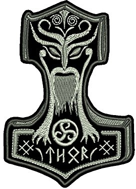 Wolfszeit Aufnäher Patch Thors Hammer Mjölnir in 2 Größen (10 x 7)