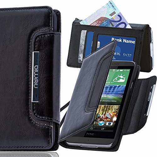numia HTC One S Hülle, Handyhülle Handy Schutzhülle [Book-Style Handytasche mit Standfunktion und Kartenfach] Pu Leder Tasche für HTC One S Z520e Case Cover [Schwarz]