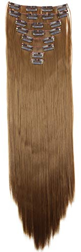 CAISHA XXL 60cm 8 Teile Set CLIP IN EXTENSIONS Haarverlängerung Haarteil Glatt Mittelbraun CES3