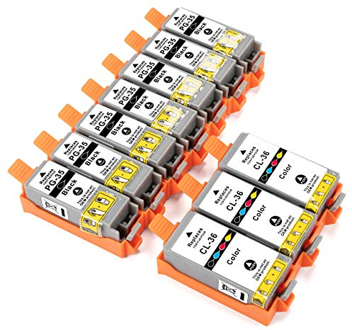 ESMONLINE 10 er Set Multipack kompatibel Druckerpatronen als Ersatz für PG 35 CL 36 passend für Canon PIXMA TR 150 150WB iP 100 100WB 110 110WB mini 260 320