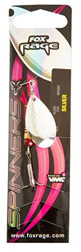Fox Rage Blade French Spinner, verschiedene Größen, verschiedene Farben, Blinkern, Raubfischangeln, Hecht, Hechtköder, Forellenköder, Forelle, Zander, Barsch, Kunstköder, Angelköder, Größe:6.6g / Gr. 3, Farbe:silver