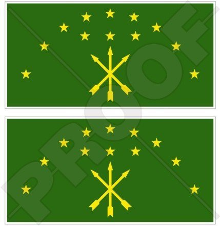 ADYGEA Republik-Flagge Adygeya, RUSSLAND Russische Föderation 110mm Auto & Motorrad Aufkleber, x2 Vinyl Stickers
