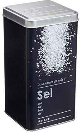 Boite alimentaire - Relief II - sel - 8.8 x 8.8 x 17 cm - Fer et étain - Noir