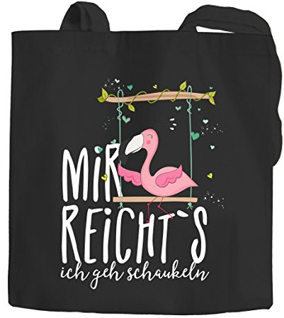 Jutebeutel Flamingo Mir reichts ich geh schaukeln Sprüche Spruch Baumwolltasche Stoffbeutel Tragetasche Moonworks® schwarz 2 lange Henkel