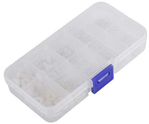 M2 M2.5 M3 M4 M5 150pcs Tornillos de Nylon Tornillos con Tuercas y Arandelas Kit de Sujetadores en Caja