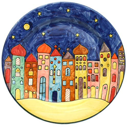 Gall&Zick Speiseteller Teller bunt bemalt Deko Geschirr Handbemalt Village Design (25cm) set/2