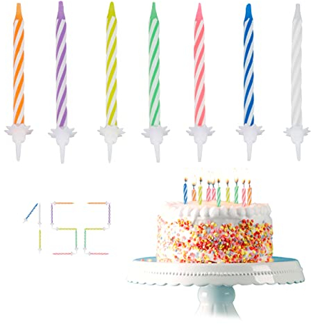 Relaxdays 1520 teiliges Geburtstagskerzen Set, Kerzenset mit Haltern, Kuchenkerzen für Geburtstagsdeko, Partykerzen 6 cm, bunt