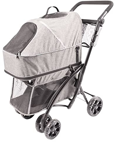 Laroy Group Hundebuggy Pet Buggy Deluxe Gr. 99 x 79 x 49 cm Farbe grau ideal für kleine Hunde mit Mobilitätsproblemen