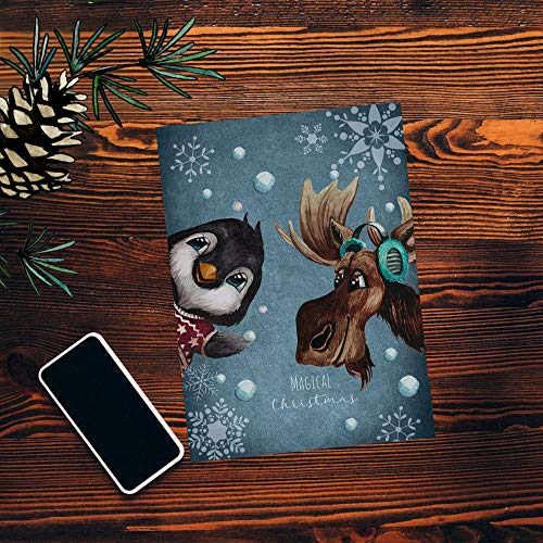 ilka parey wandtattoo-welt A6 Weihnachtskarte Weihnachtsgrüße Postkarte Print Elch Pinguin Schneeflocken Grußkarte magical christimas pk259 - ausgewählte Größe: *1 Stück*