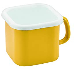 Pearl Metal HB-5363 Kochtopf, Quadratische Form, 4,7 Zoll (12 cm), Emaille, Induktionskompatibel, Auch Einhand-Topf, Aufbewahrungsbehälter, Kühlschrankfertig, Gelb, Petite