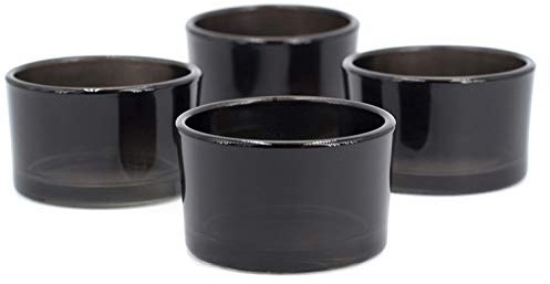 Creativery Teelichtgläser klein 51x33 mm Set 4 Stück Teelichthalter Glas Farbauswahl: schwarz 030