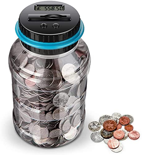 Savings Money Box, 1.8L Digital Piggy Bank with LCD Display and Large Capacity, Automatic Coin Counting Jar Money Box for Kids Adult Boys Girls as Gift on Christmas, Birthday, New Year's day