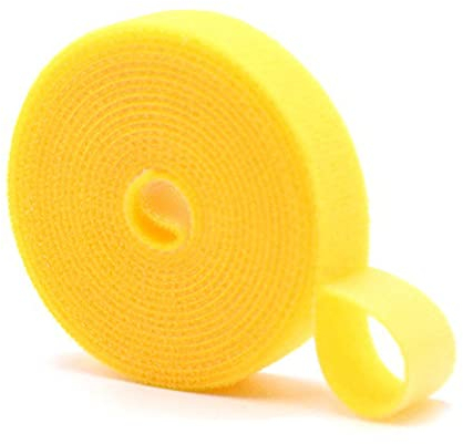 1 Rolle Befestigungsband, Klettverschluss, wiederverwendbar, Datenkabelbinder, schneidbar, Nylon, Pflanzenbinder, selbstklebende Kordel, Sicherungsgurte für Kabelmanagement (gelb, 2cm breit)