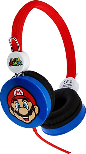 OTL Technologies Casque stéréo Nintendo Super Mario pour Enfants avec limitation du Volume (Max 85 DB) et Bandeau réglable pour Une Meilleure expérience de Confort.