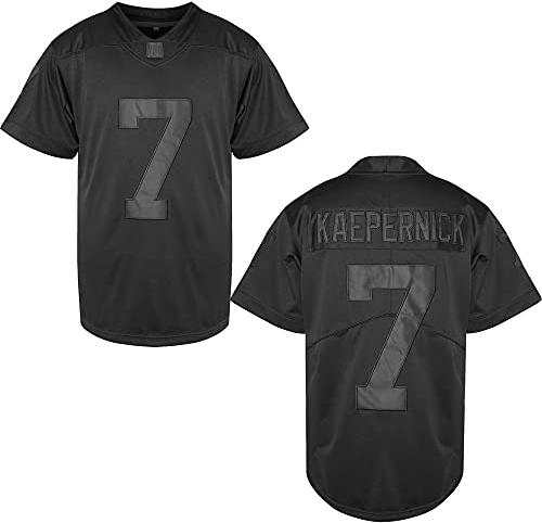 Villa #ImWithKap Colin Kaepernick Trikot 7 IM mit KAP Fußballtrikot Alle genähten Männer Schwarz Weiß Filmtrikot S-3XL, 7 Kaepernick schwarzes Wort, X-Groß