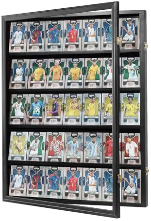 Vitrine pour Cartes de Sport classées 35 – Cadre d'affichage pour Cartes de Baseball avec Protection UV – Vue Claire – Armoire Murale verrouillable pour Cartes de Basket-Ball à Collectionner –