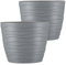 Tymar Pot de Fleurs, Pot de Plantes en Plastique, Lot de 2, Forme Ronde, Cache-Pot (13 cm, Gris)