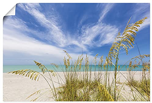 ARTLAND Wanddeko Poster & Kunstdrucke Wandposter 60x40 cm Querformat Maritime Deko Florida weite Sicht Meer Gräser Strand Idyll Stille U2BK