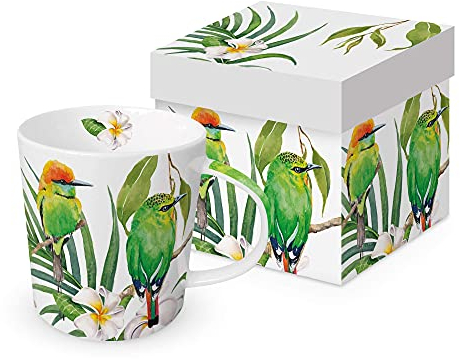 Kaffeebecher exotische Vögel Bali mit Geschenkbox, Tasse Tiere Tier Geschenkset Vogel