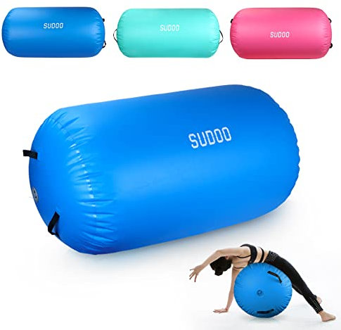 KAKASA Aufblasbare Gymnastik Air Roll, Aufblasbare Luft Rollen, Air Roller, Gymnastikrolle, Ausbildung Gleichgewicht Air Barrel, Yoga Roll, PVC Zylinder Übung Spalte Heimgebrauch (120x75cm, Blau)