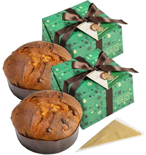 2 Pezzi Panettone Artigianale Classico con crema al Pistacchio CG Cioccolato Gourmet, Decora e Farcisci