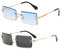 YUELUQU Retro Rahmenlose Sonnenbrille für Damen Herren Mode Retro Rechteck Brille Quadratische durchsichtige Sonnenbrille (B-blau+schwarz)