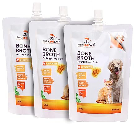 FurrMeals Ready to Serve Chicken Bone Broth | Gravy/Wet Dog Food | Treat for Dogs and Cats | 300ml x Pack of 3 | Joint Health Natural Supplement