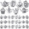 KMOSPAD 40 ciondoli a forma di tazza da tè in argento anticato, stile tibetano, vintage, misti, a forma di teiera, tazza da caffè, ciondoli per creazioni fai da te, collane, bracciali, orecchini