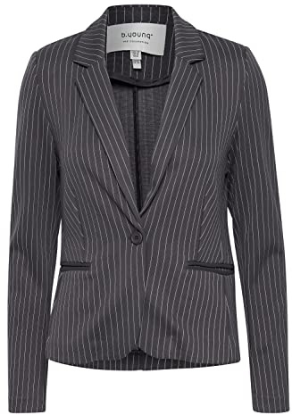 b.young BYRIZETTA AOP Blazer Damen Blazer Kurzblazer Jacke mit Stretch und Muster leicht tailliert, Größe:40, Farbe:Blackened Pearl Mix (201381)