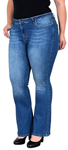 ESRA Jeans Damen Bootcut Jeanshose Flared High Waist Schlaghose Hose Stretch Schlagjeans bis Übergröße Plussize FB1, 50, Blau J363