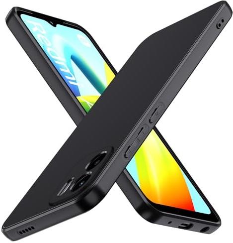 ivoler Silikon Hülle für Xiaomi Redmi A2 / Redmi A1 mit Kameraschutz, Ultra Dünne Weiche Stoßfest Schutzhülle Flexible TPU Matte Schwarz Handyhülle Kratzfest Case Cover