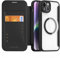 zenrich Magnetic Case for iPhone 14/13 6.1 Inch with Card Slot PU Leather Flip Case, Shockproof Case and Cover Scratch Resistant Transparent Back for iPhone 14 / iPhone 13 6.1 Inch, Black