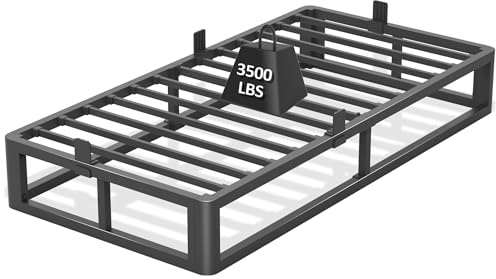 Firpeesy Upgrade Anti Bend & Round Corner Legs, 10 Metal Bed Frame 3500LB Heavy Steel Slats Support Platform, Bed Frame, No Box Spring Required, Platform, Noise-Free