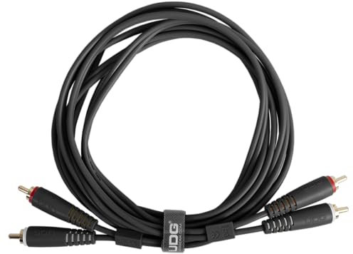 UDG Audio Cable Set RCA - RCA Black Straight 1.5M. Compatible with all Jack to Jack devices