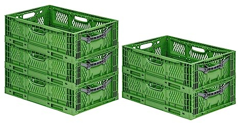 PROREGAL SuperSparSet 5x Stabile Profi-Klappbox Chameleon in Industriequalität | HxBxT 18x40x60cm | 35L | klappbar stapelbar durchbrochen lebensmittelecht | Eurobox Eurobehälter Transportbehälter