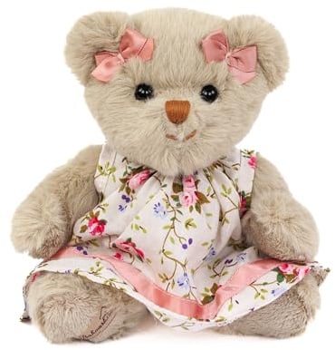 Bukowski Teddybär Maya 15 cm grau mit Blumenkleid Plüschteddybär