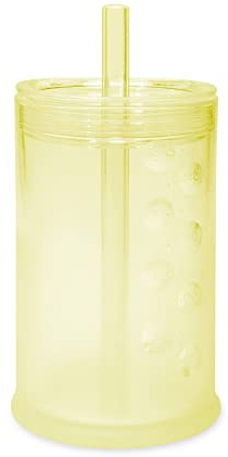 olababy Clear View Silikon-Trainingsbecher mit Strohhalm-Deckel | Schnabeltrainer für Kleinkinder ab 12 Monaten | unzerbrechliche Wasser-Trinkbecher für Kinder ab 2 Jahren (Lemon, 9 oz)