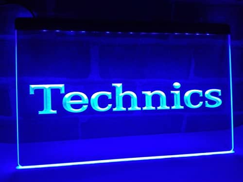 AALINE Technics Dj Neon Sign Turntables Dj Neon Light Music Dj Led Neon Light Sign Records Turntable DJ Neon Signs Bar Dj Light up Sign Music Bar Neon Signs with Dimmable Switch,Blue,15.7x11.8