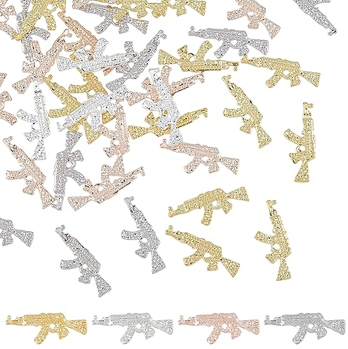 HOBBIESAY 8Pcs 4 Colors Alloy Gun Nail Charms Retro Submachine Design Nail Art Charms 3D Metal Nail Art Decorations for Jewelry Making DIY Nail Art Decoration Nail Accessories