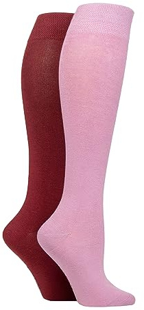 SockShop Bamboo Knee High Socks - Womens Long Socks in Plain and Striped Designs, Fun, Fashionable in Bright Colours, Soft and Breathable for Comfort, Pack of 2 Pairs Size 4-8 Smokey Pink 4-8
