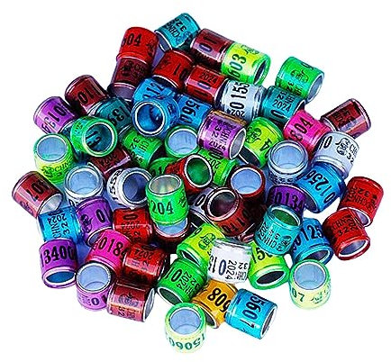 JISADER 100 Stück Taubenbeinringe, Vogelringe Taubenringe, Aluminium-Taubenfußbänder, Tauben Fußringe Vogel Geflügel Band, Vogelidentifikation für Vogel, Papagei, Taube, Wachtel, Mehrfarbig