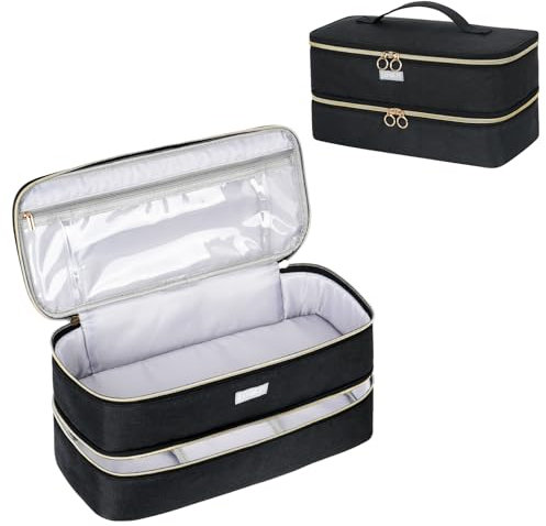 Travel Carrying Case Compatible with Shark Flexstyle Styler,Hair Dryer,Double-Layer Hair Hot Tools Storage Bag Compatible with Dyson Airwrap Styler,Supersonic Hair Dryer and Attachments,Black,Bag Only